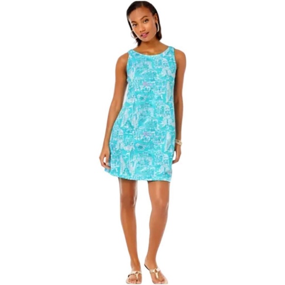 Lilly Pulitzer Dresses & Skirts - Lilly Pulitzer Kristen Swing Dress in Shorely Blue Lilly Loves NYC Toile Sz L